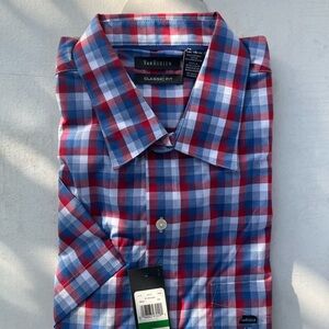 Van Heusen Men's Red and Blue Checkered Shirt